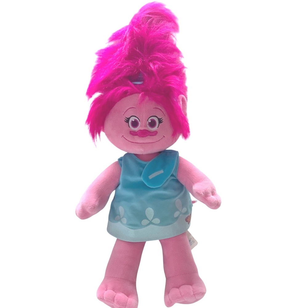 Build-A-Bear DreamWorks Trolls Princess Poppy Plush 20" Blue Dress w Heart